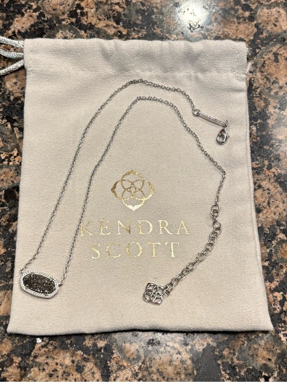 Kendra Scott Elisa platinum Drusy necklace Silver Tone